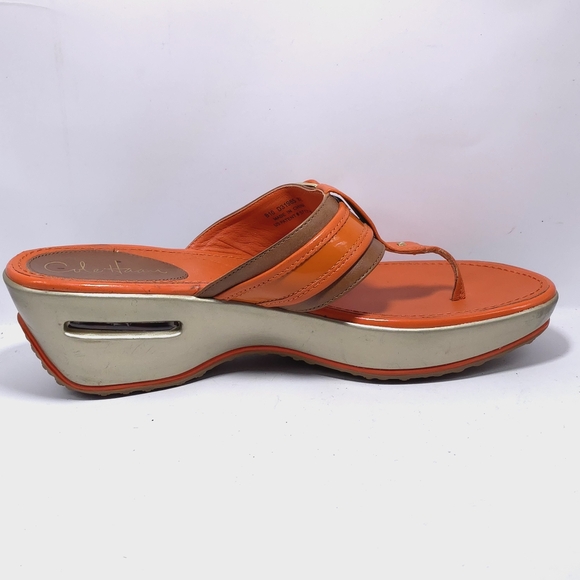Cole Haan Air Orange Thong Wedge Sandle Sz 8 - Picture 7 of 10